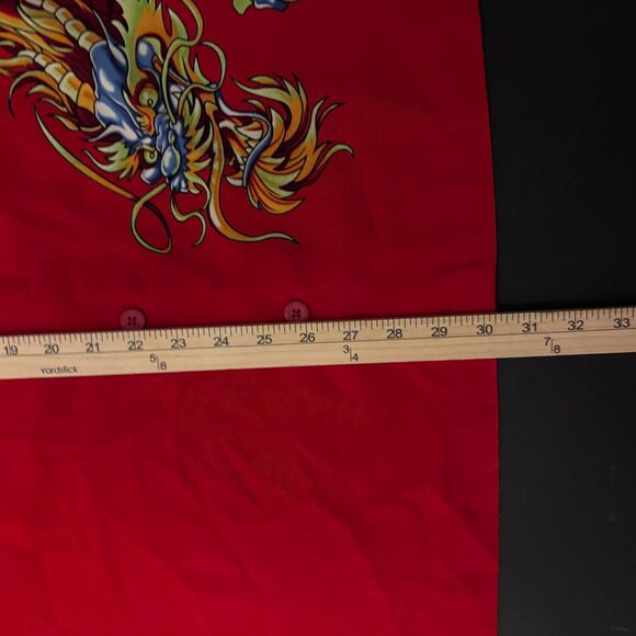 JNCO JEANS Shirt Men's Size L Red Black Button-Up Short Sleeve DRagon wrap aroun - Picture 9 of 11
